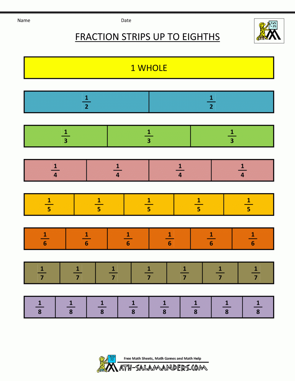 Printable Fraction Strips