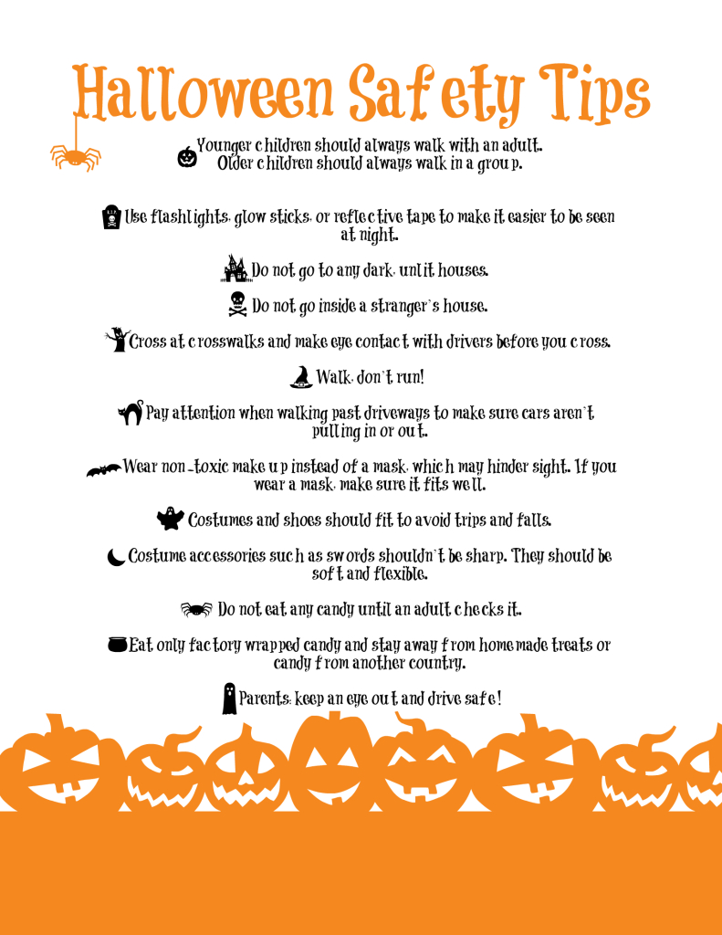 Printable} Halloween Safety Tips | Halloween Safety Tips