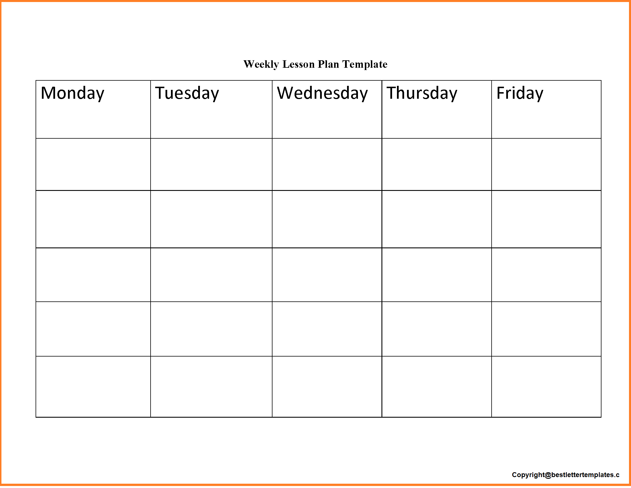 Printable Weekly Lesson Plan | Best Letter Templates