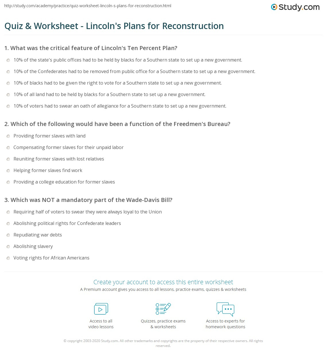 Reconstruction Worksheet Answers | Kids Activities
