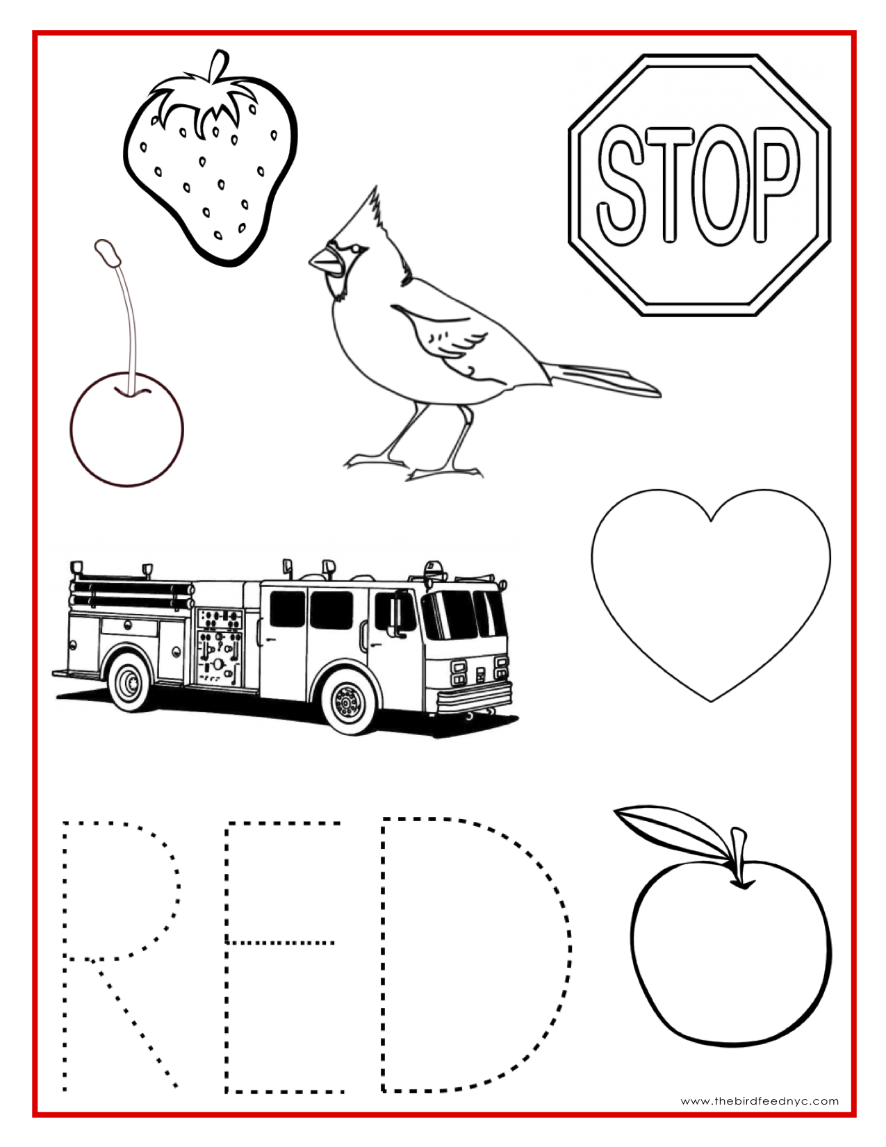 Red Color Activity Sheet | Preschool Activity Sheets