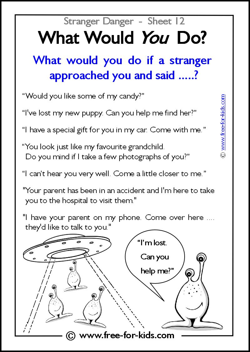 Responsibility Activity Sheets | More Stranger Danger