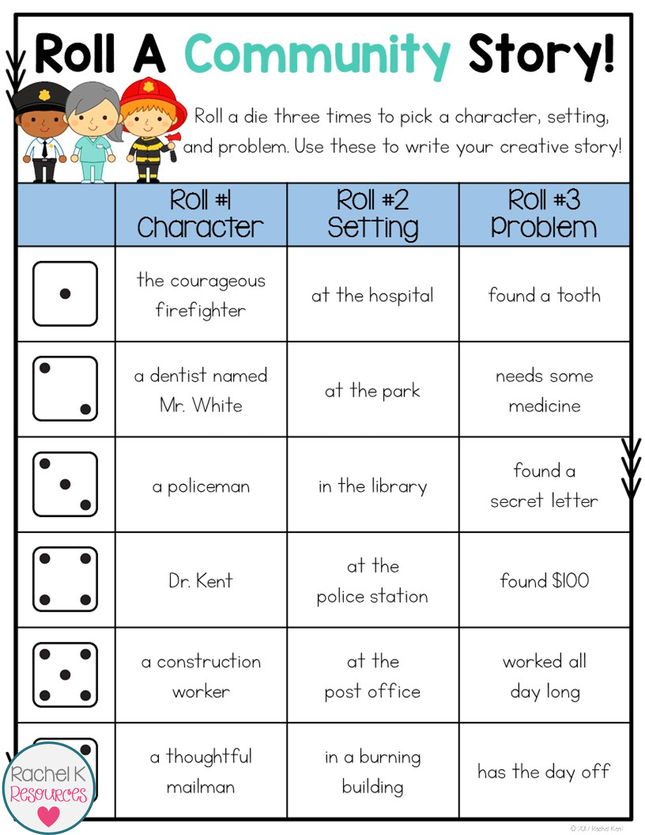 Roll A Story - Writing Activity | Roll A Story, Writing