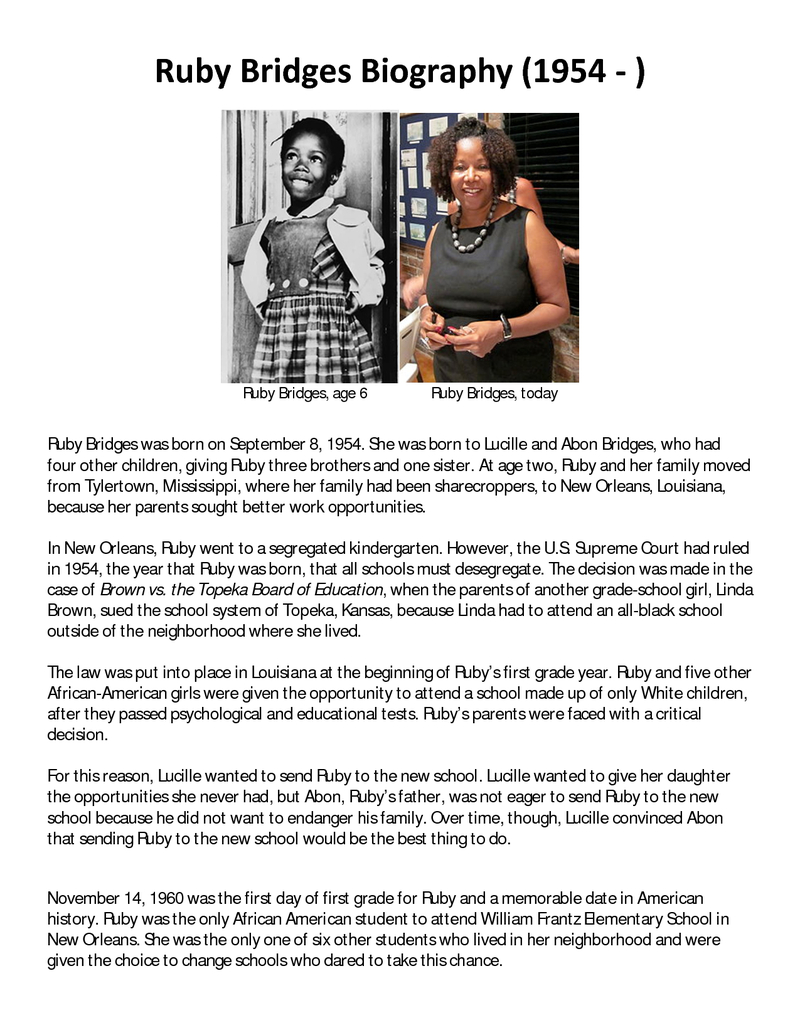 Ruby Bridges Biography.docx | Ruby Bridges, Black History