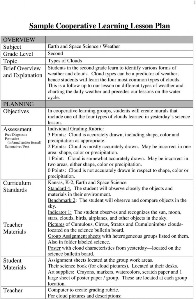 Sample Cooperative Learning Lesson Plan Pdf Free Download Lesson 