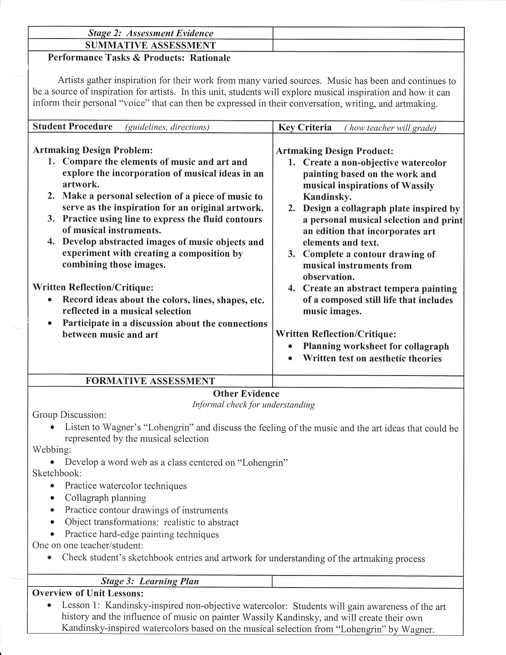 Sample Music Lesson Plan - Top Sample U