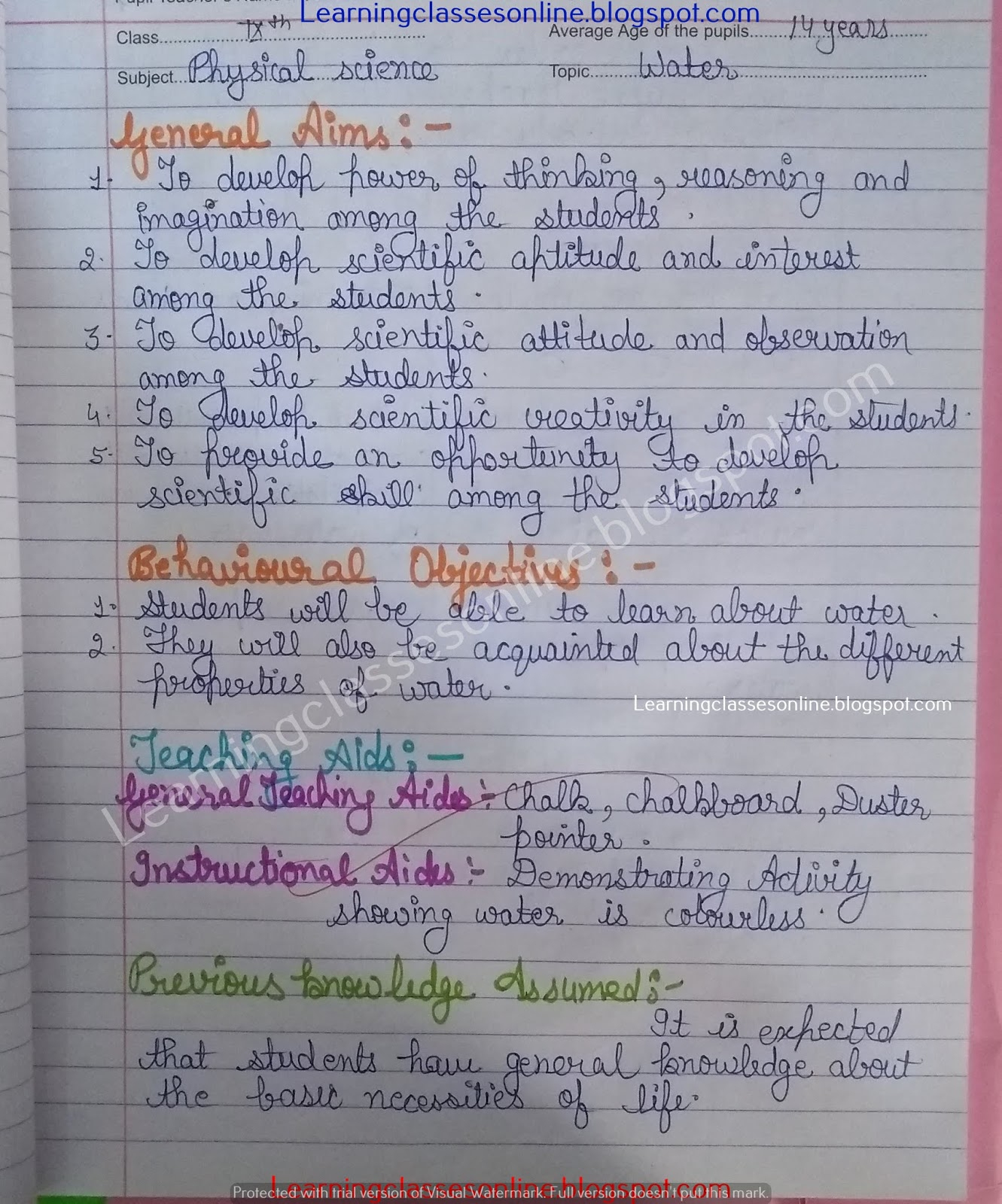 Science Lesson Plan On Water And Its Properties And Molecule