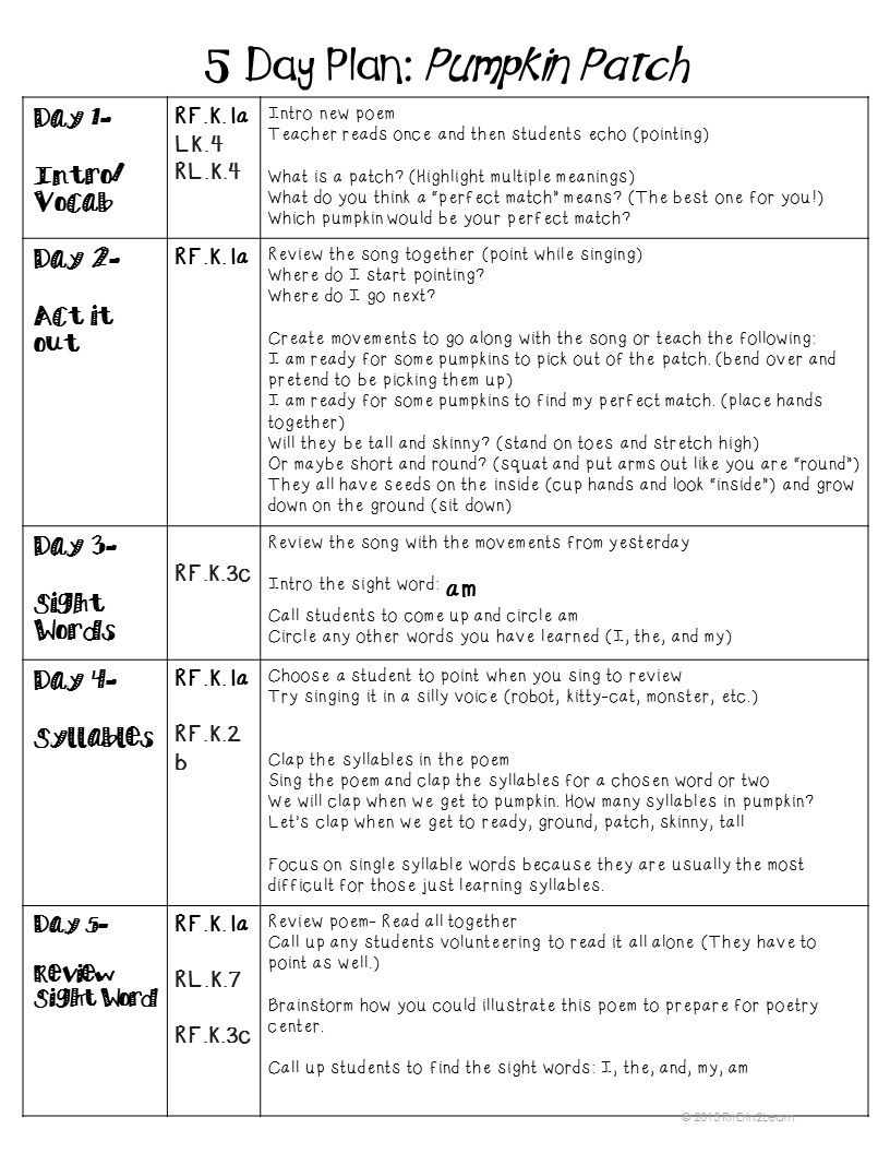 Shared Reading Poetry October In Kindergarten | Shared