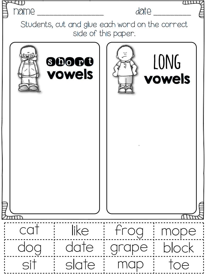 Short And Long Vowels Worksheet