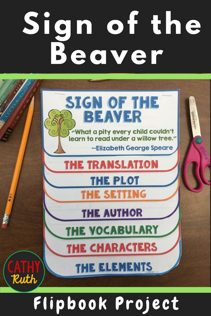 Sign Of The Beaver Novel Study, Flip Book Project, Writing