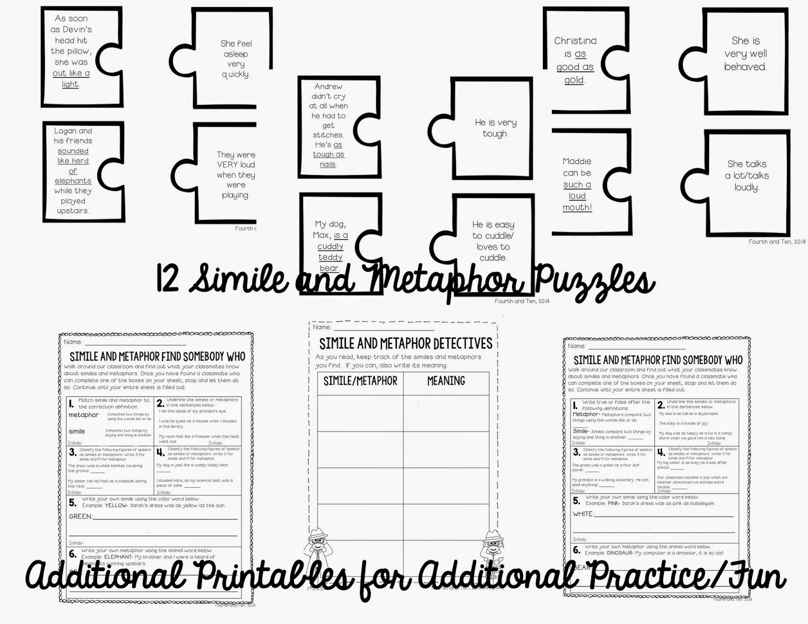 Similes And Metaphor Activities On Tpt And A Freebie For You