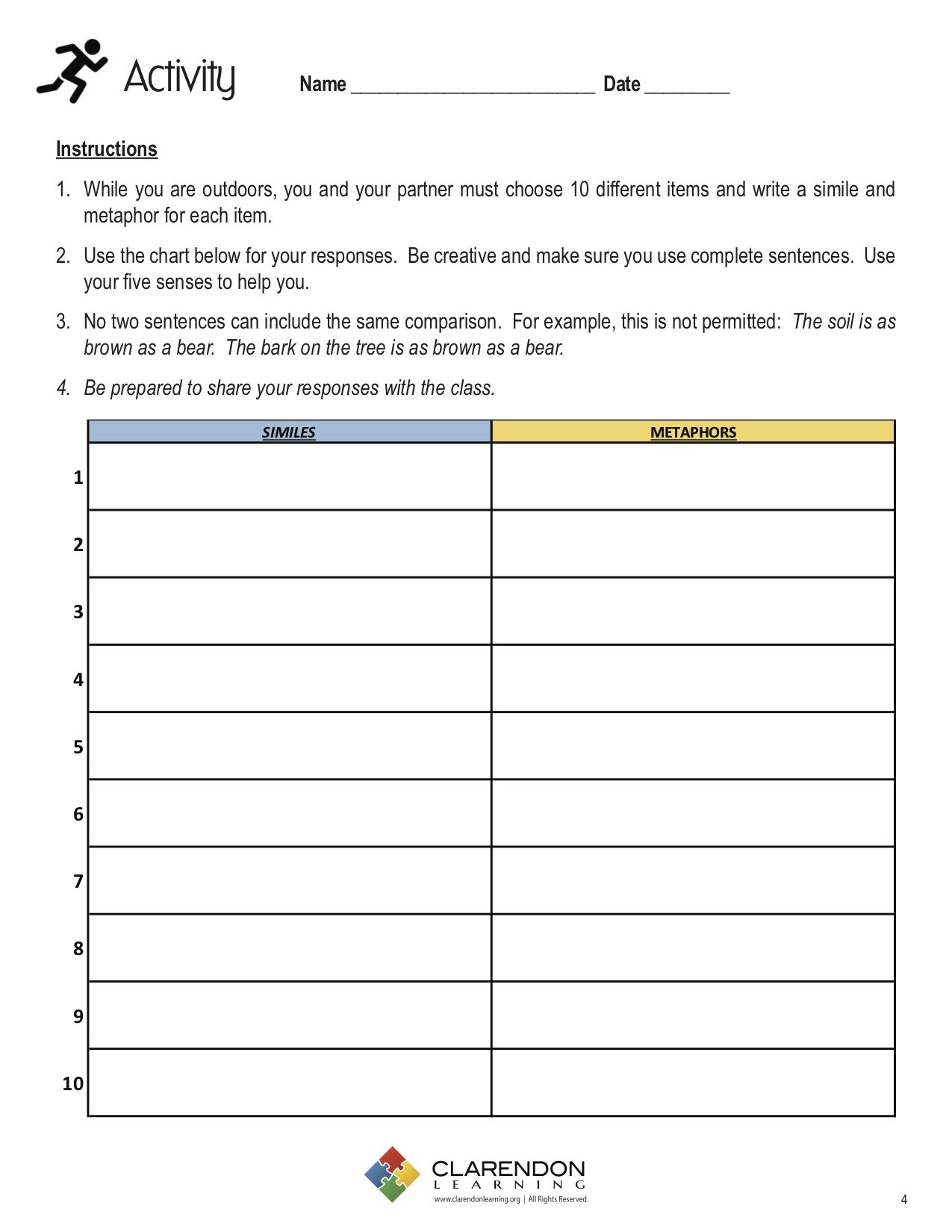 Simile Lesson Plan 4th Grade - Lesson Plans Learning