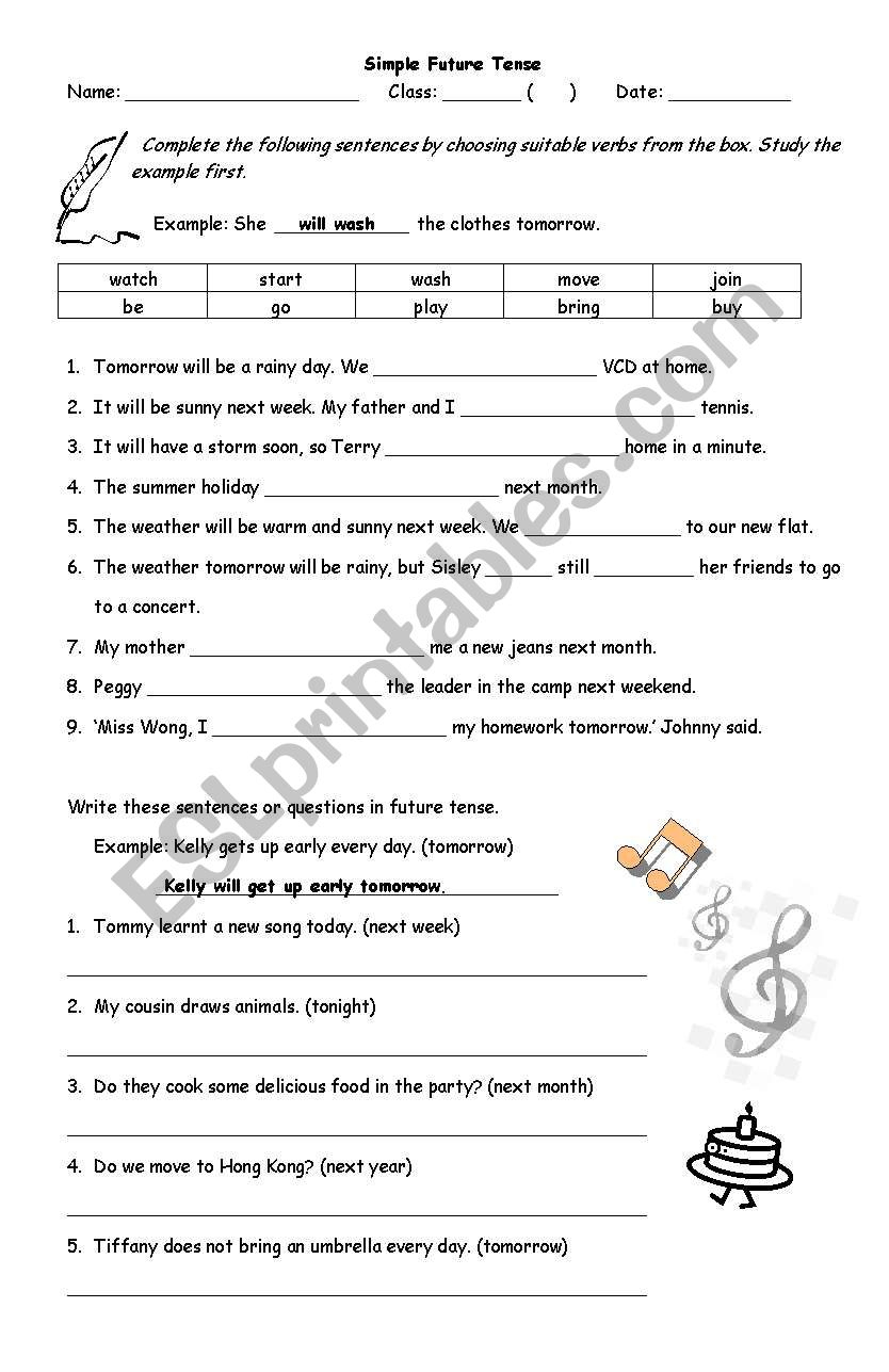 Simple Future Tense Practice - Esl Worksheetoklo