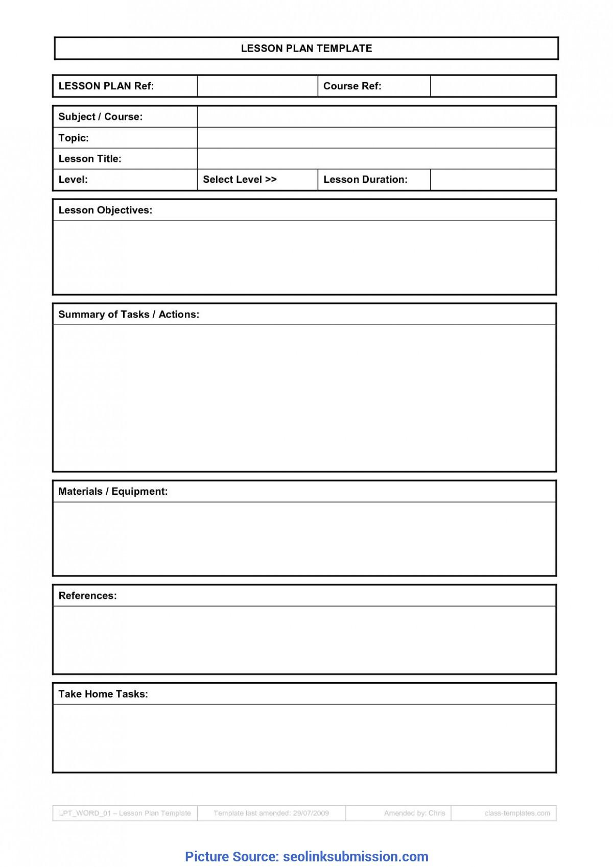 Simple Lesson Plan Template Word Document Lesson Plan