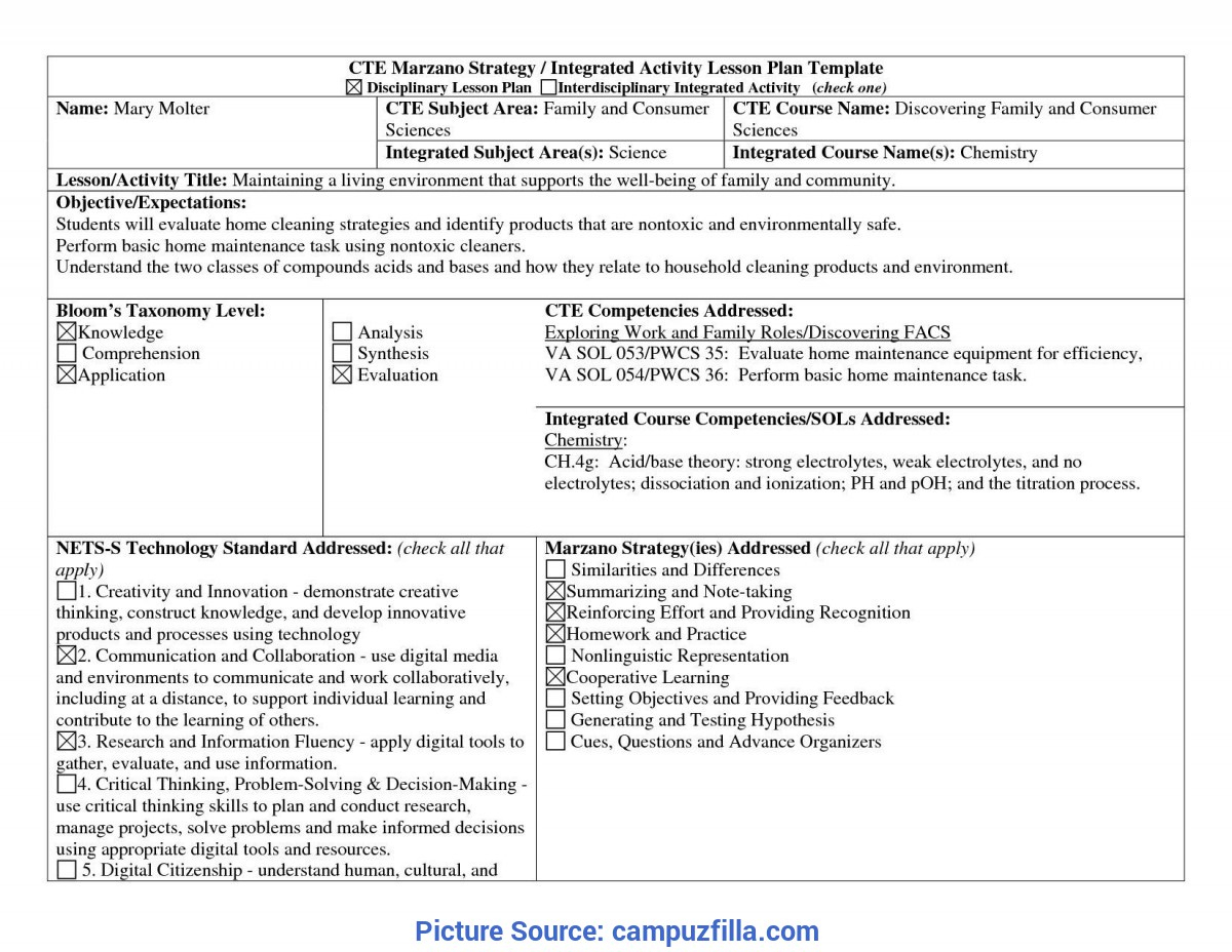 Simple Marzano Lesson Plan Template Pdf Marzano Lesson Plan