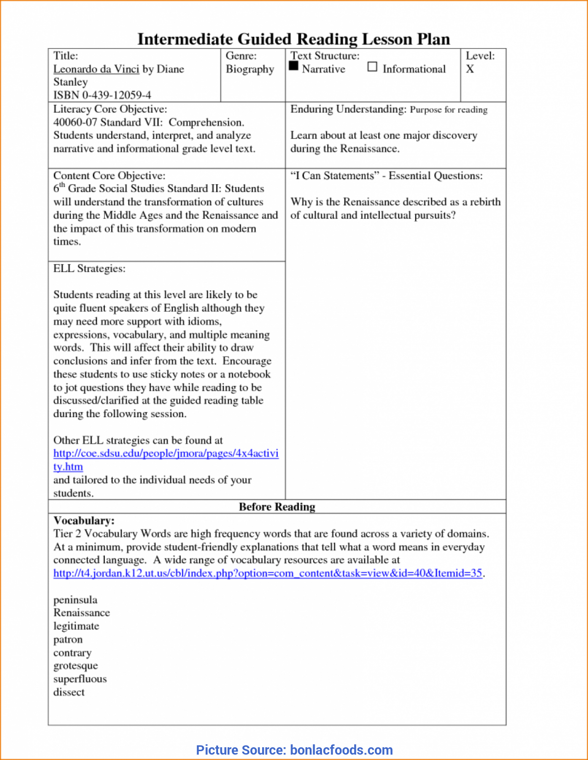 Lesson Plan On Reading Comprehension 4th Grade Lesson Plans Learning