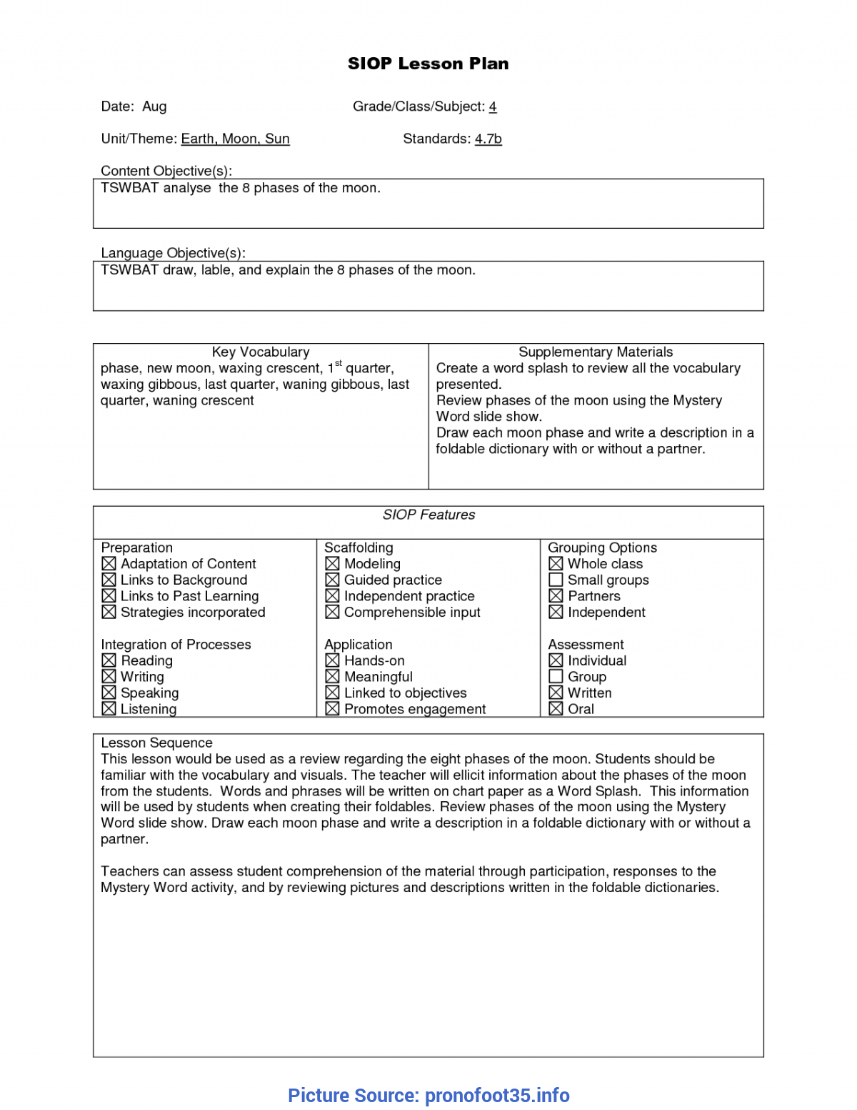Siop Lesson Plan Template | | Tryprodermag - Ota Tech