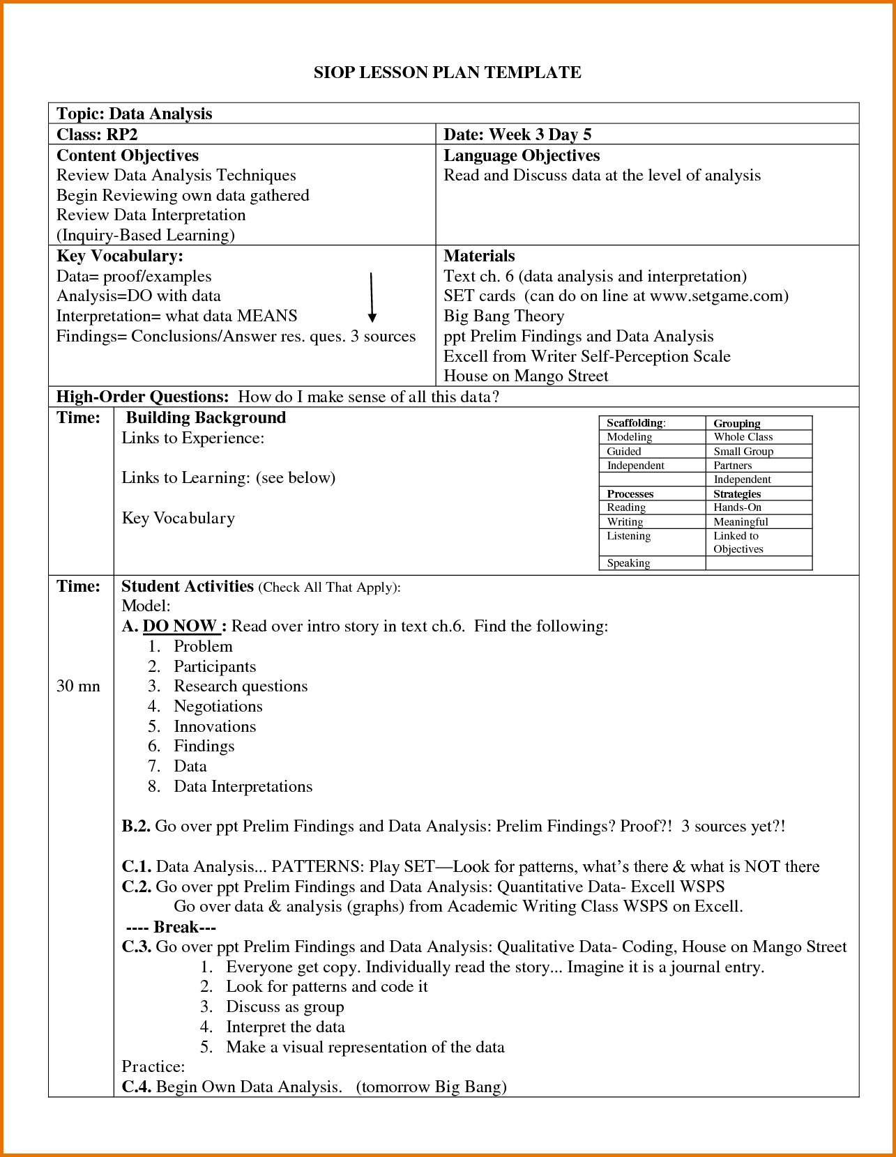 Siop Lesson Plan Templatehbakk15 Pictures | Lesson Plan