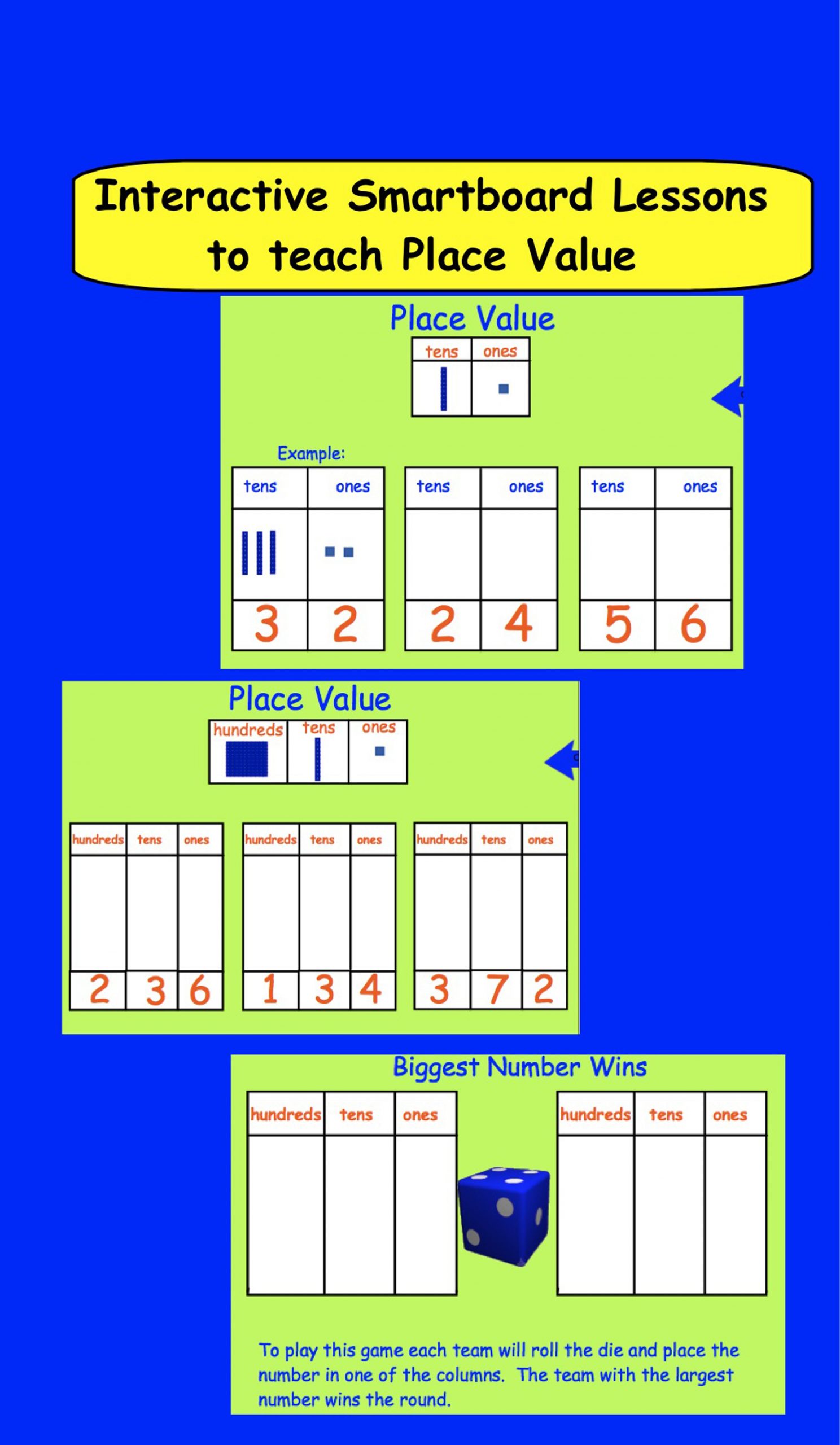 Smartboard: Place Value Activities With Printable Worksheets