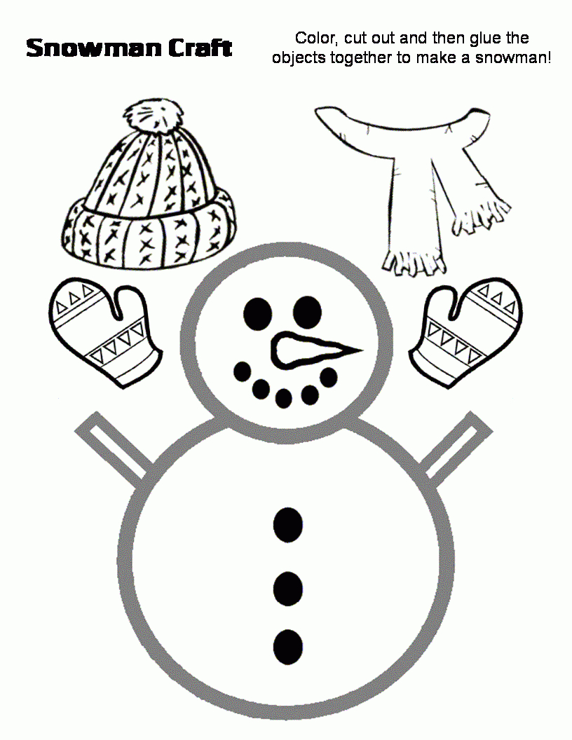 Snowman With Hat And Scarf Craft | Preschool Crafts