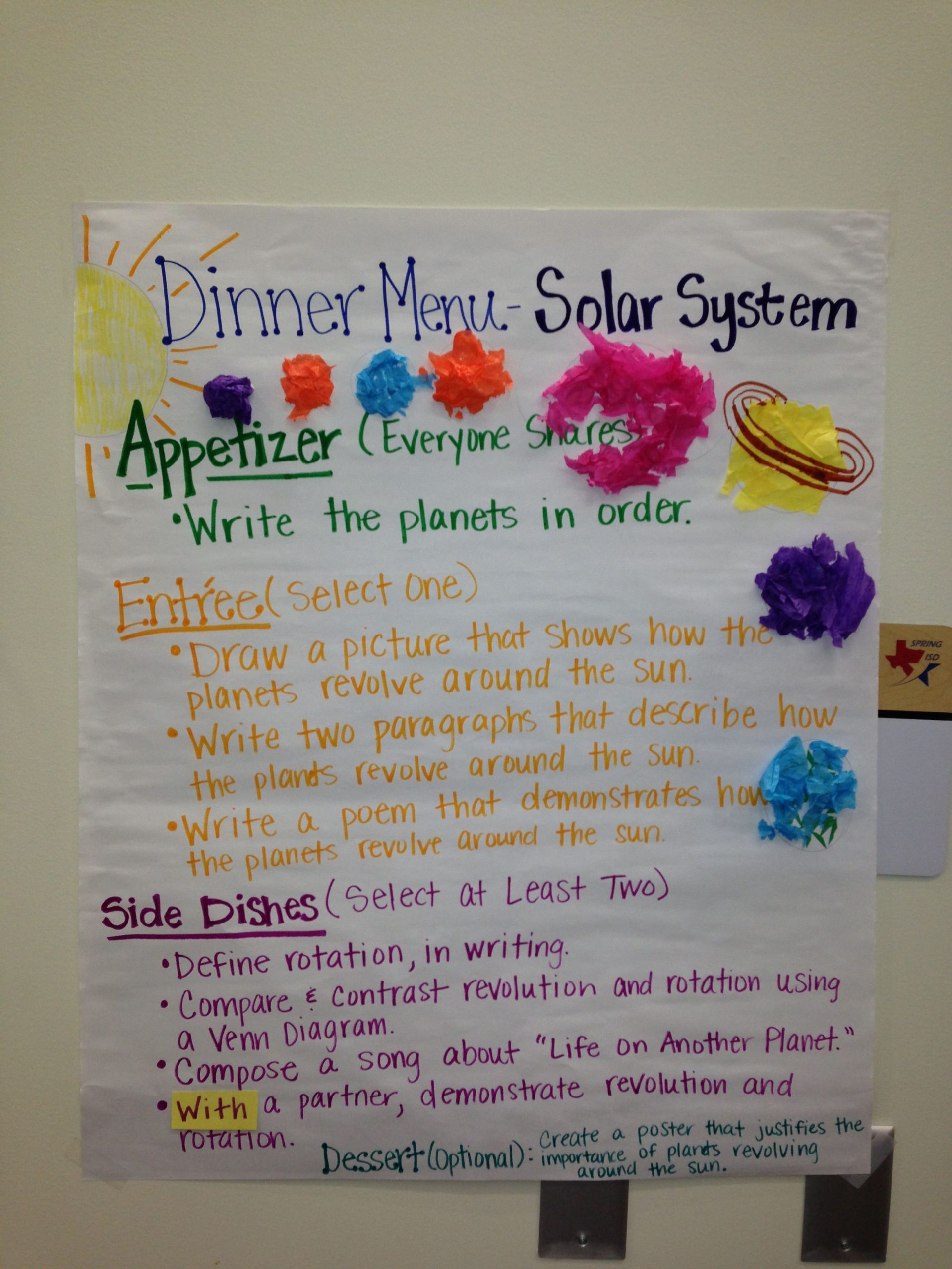 Solar System Activity Menu | Solar System Lessons, Sixth