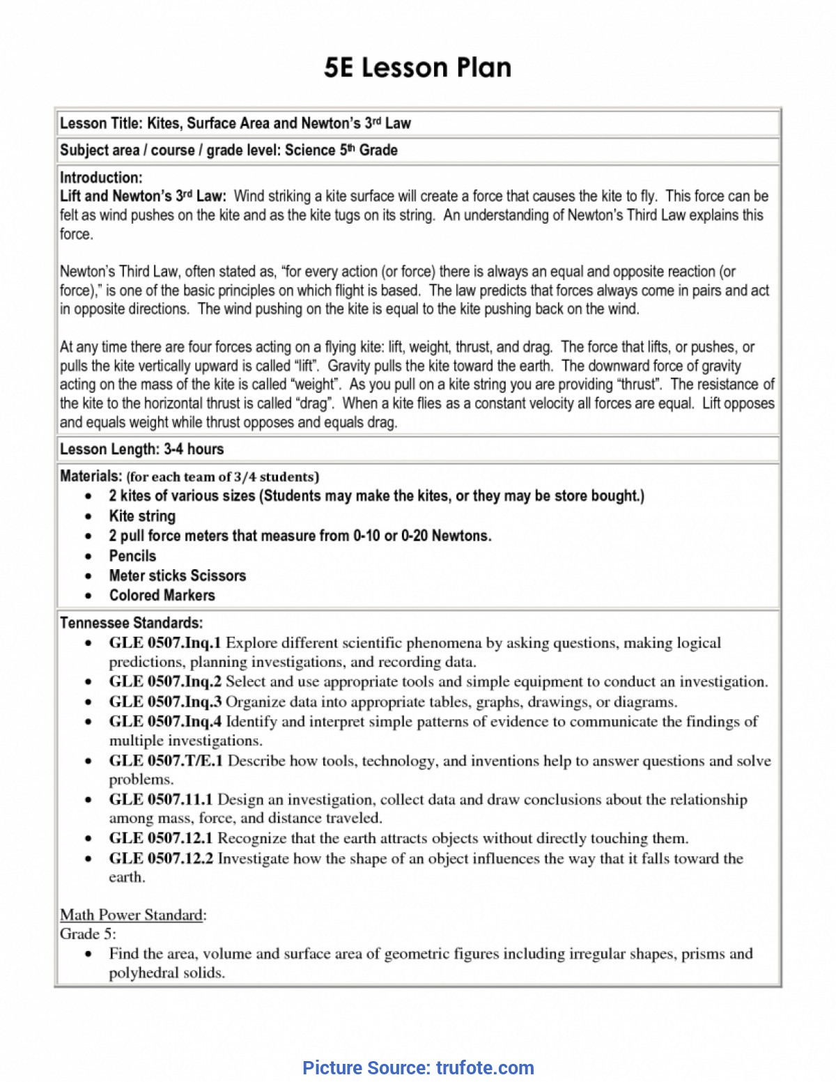 Special 3Rd Grade Lesson Plans Science 5 E Lesson Plan