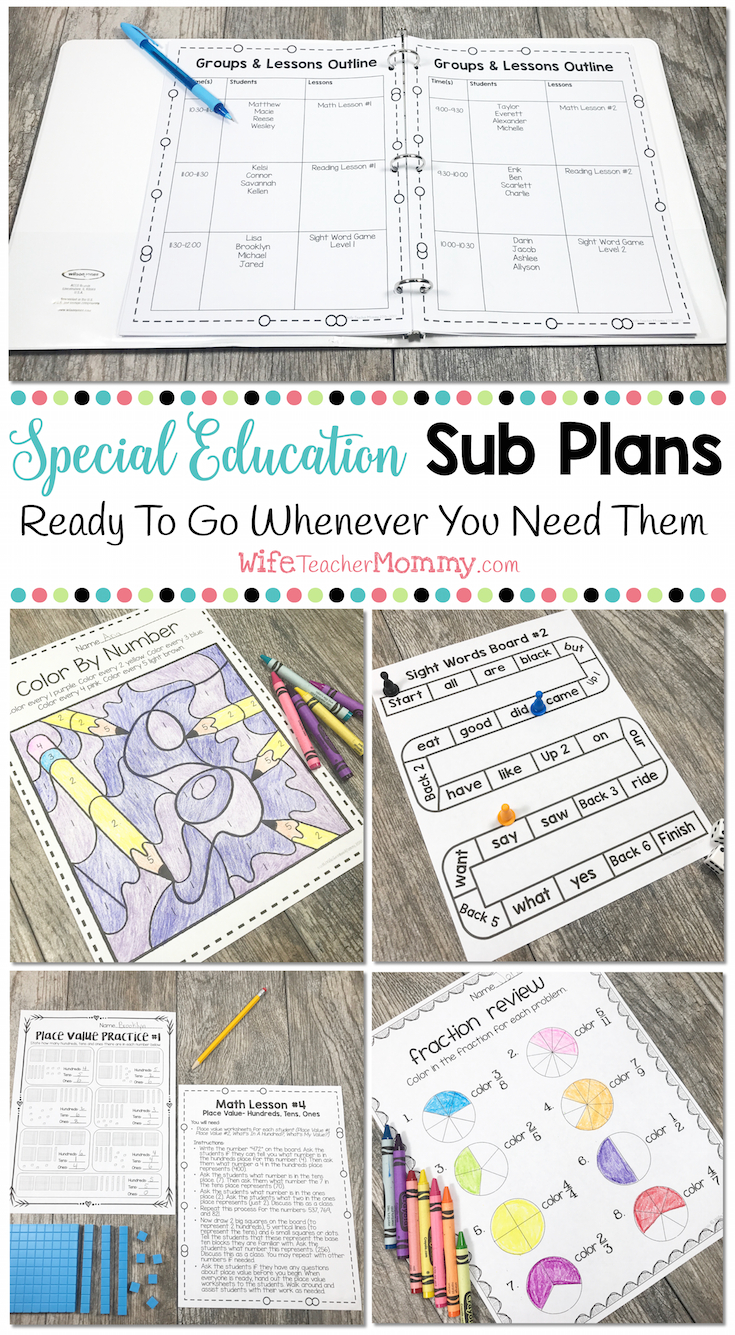 Special Education Sub Plans Bundle K-5 Sped Resource