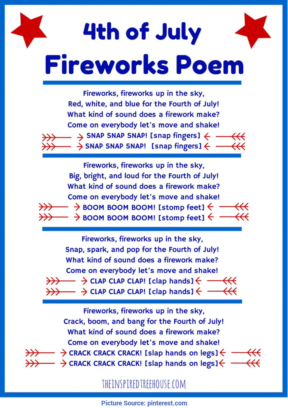 Special Preschool Lesson Plans 4Th Of July 4Th Of July Poem