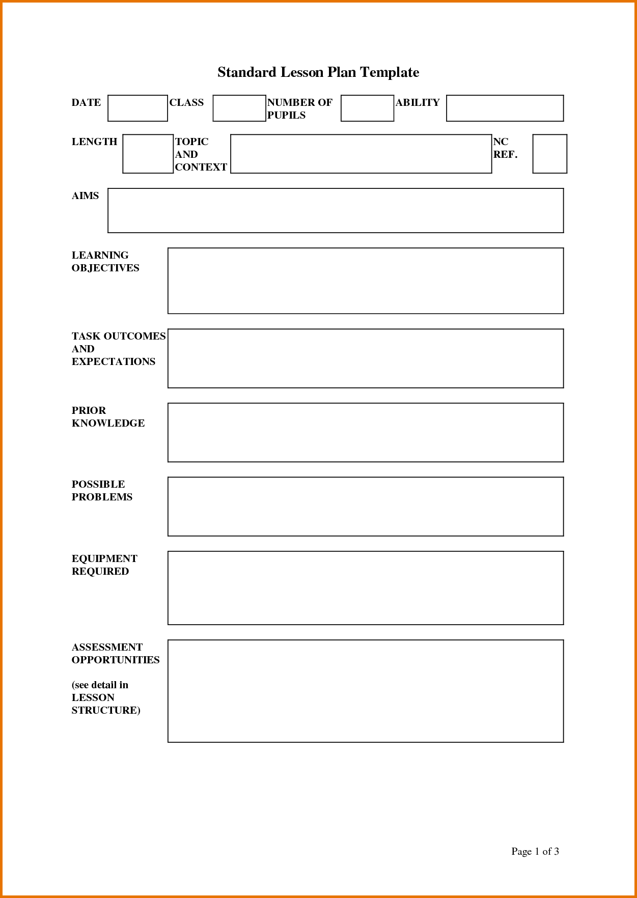 Standard Lesson Plan Template - Doc | Lesson Plan Templates