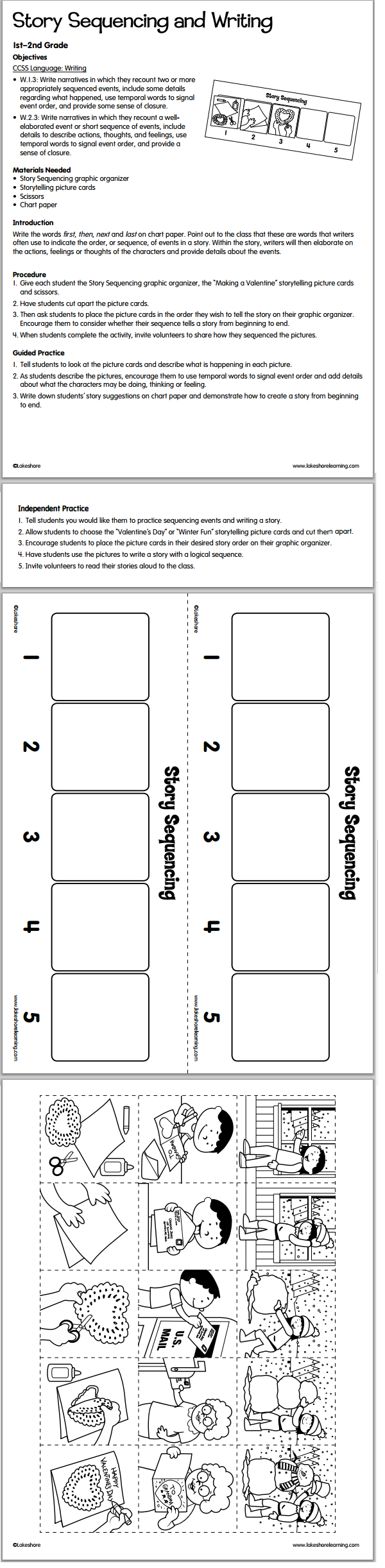 Story Sequencing And Writing Lesson Plan From Lakeshore