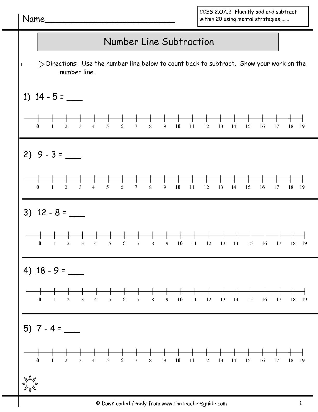 Subtraction Worksheet With Numberline | Free Math Worksheets