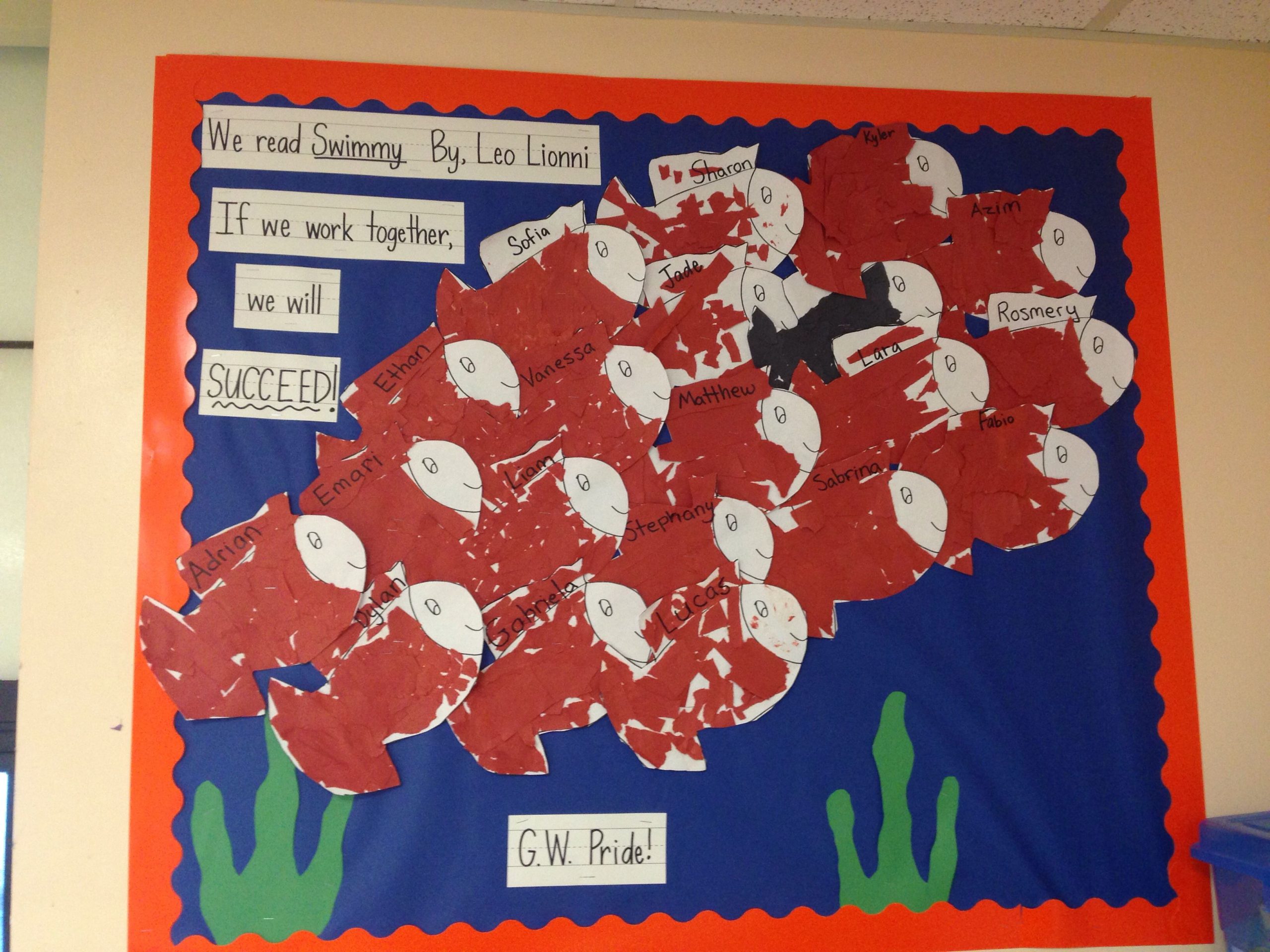 Swimmy Bulletin Board. We All Work Together | Kindergarten Art