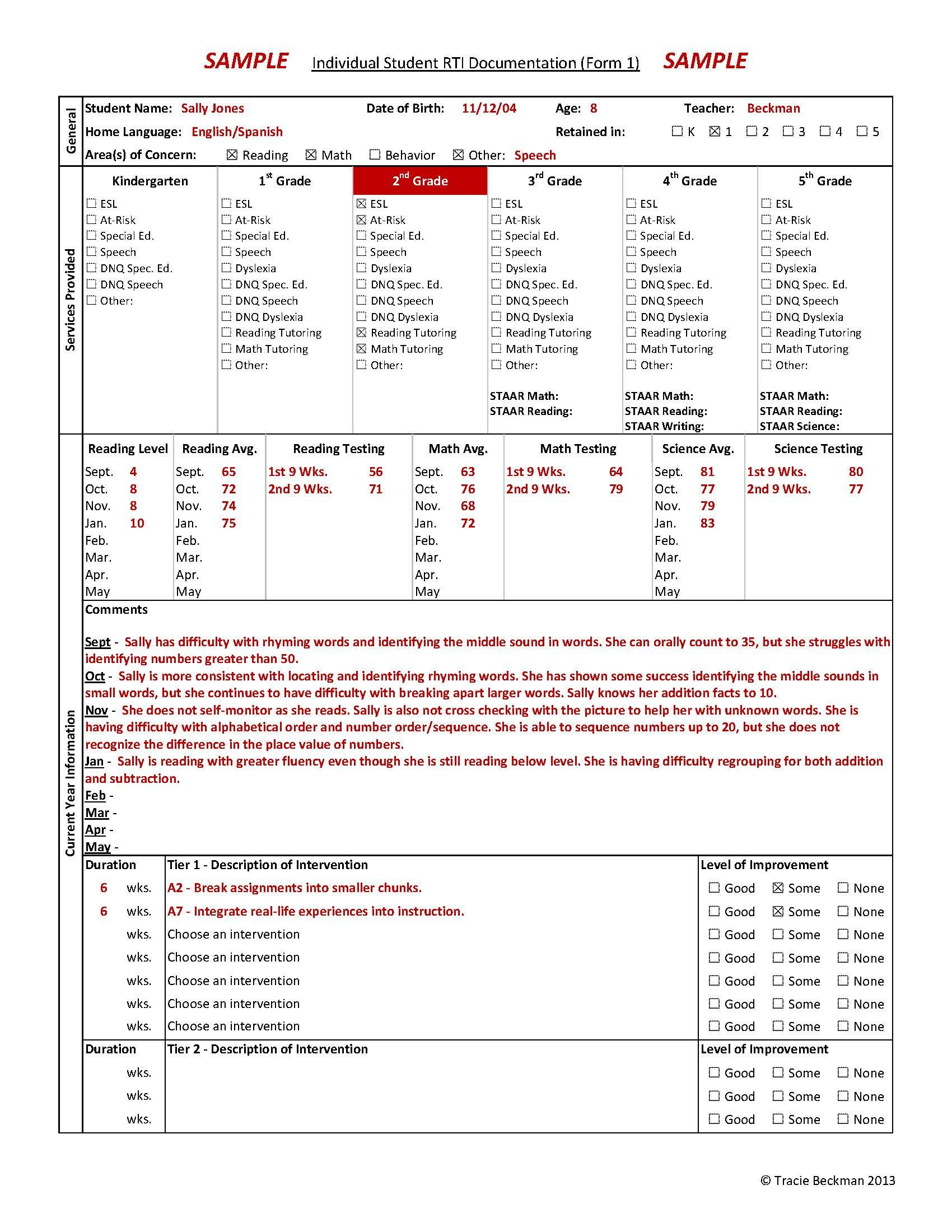 Teacher Friendly Rti Documentation (Editable Form) | Rti