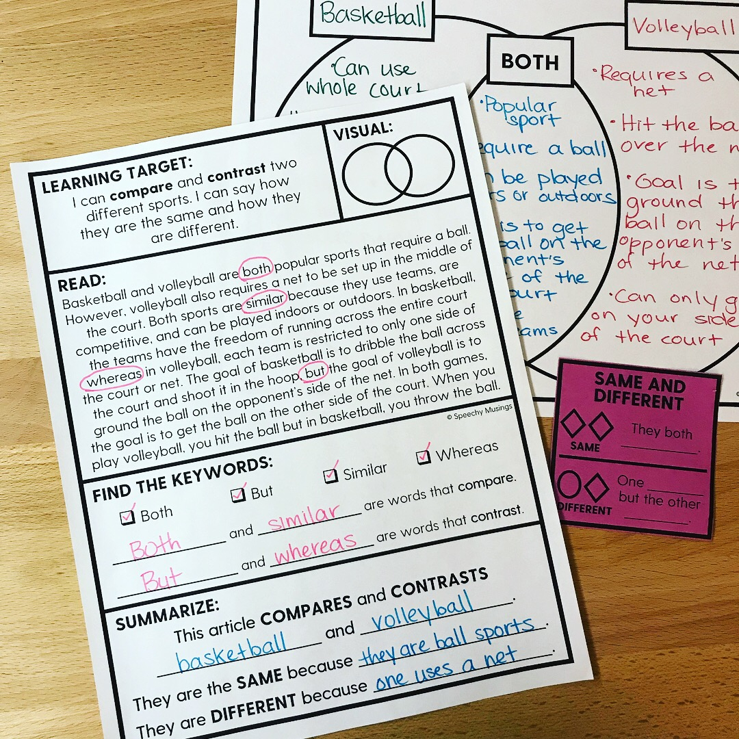 Teaching Compare And Contrast Skills In Speech &amp;amp; Language