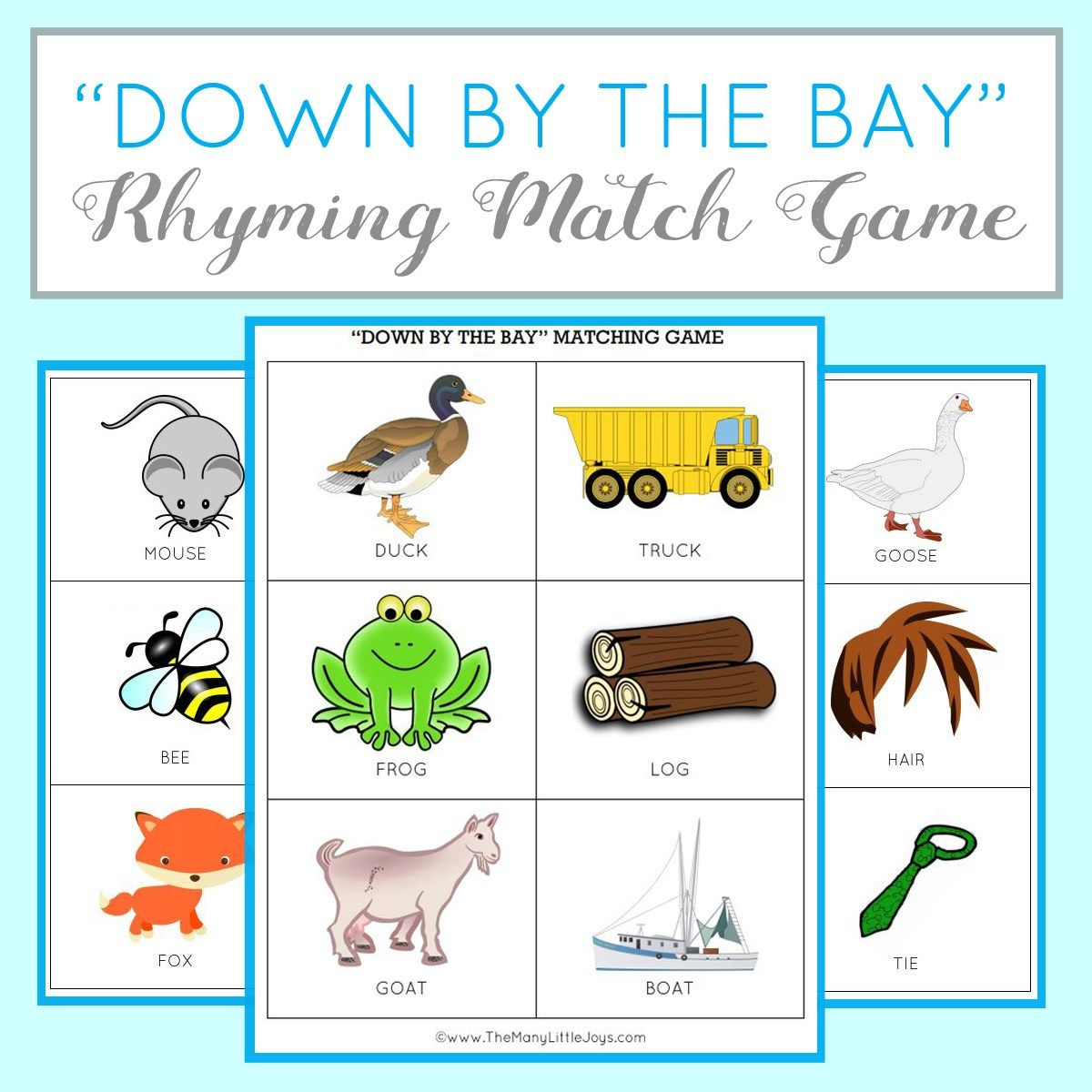 Teaching Kids To Rhyme: Rhyming Match Game (Free Printable