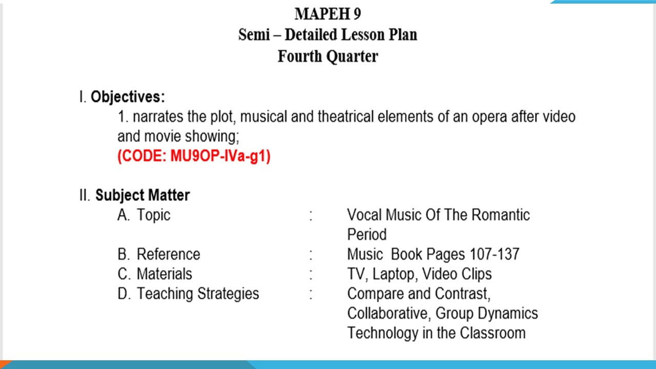 Teaching Plan Outline - Mangan