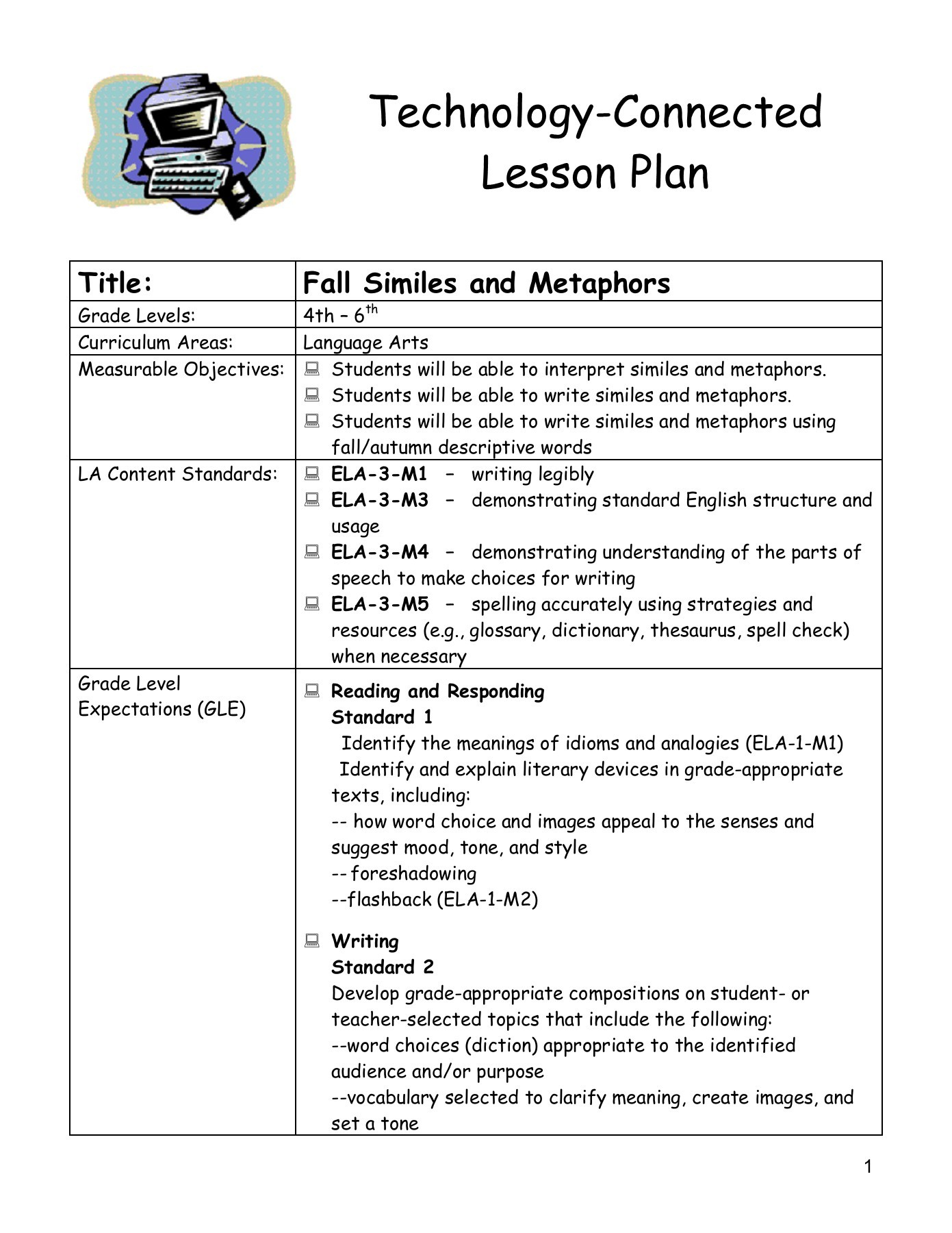 Technology-Connected Lesson Plan