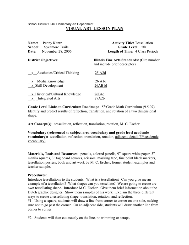 Tessellation Lesson Plan
