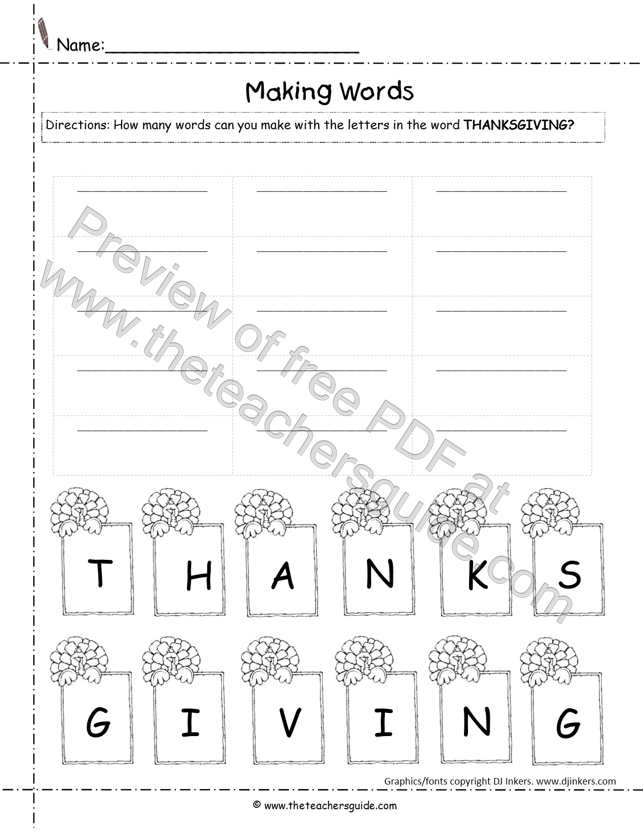 Thanksgiving Lesson Plans, Themes, Printouts, Crafts