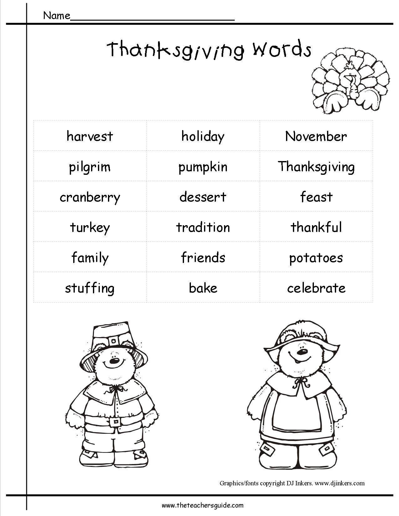 Thanksgiving Printouts And Worksheets