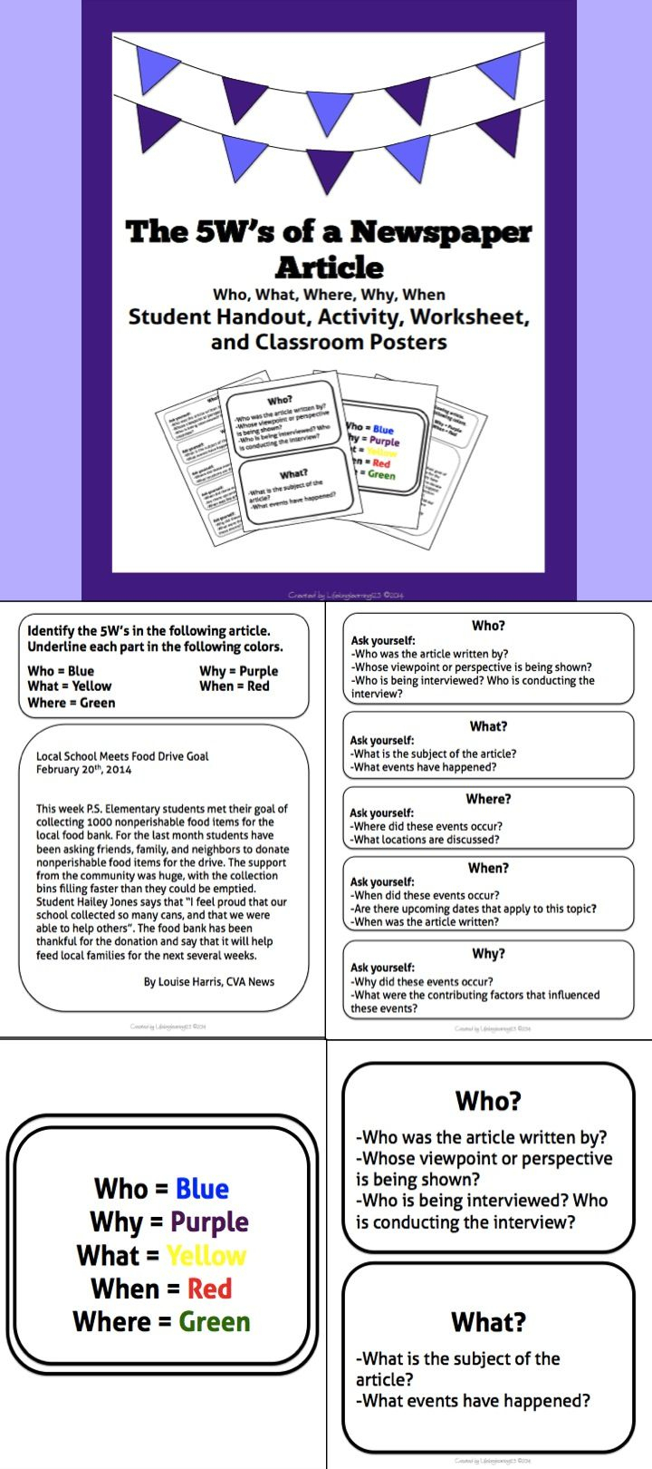 The 5W&amp;#039;s Of A Newspaper Article: Student Activity, Handout