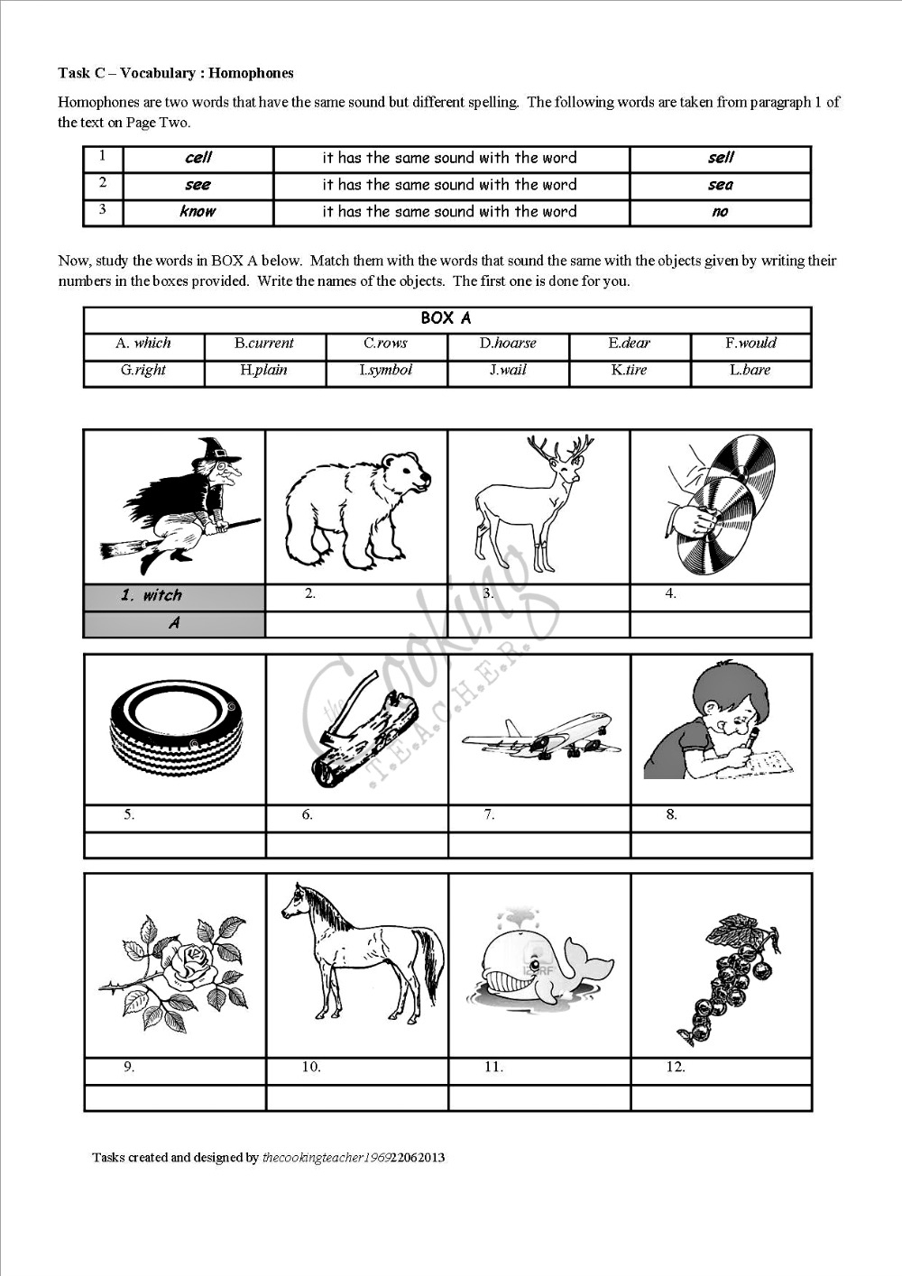 The Cooking Teacher: Homophones - Part Of A Complete Lesson Plan