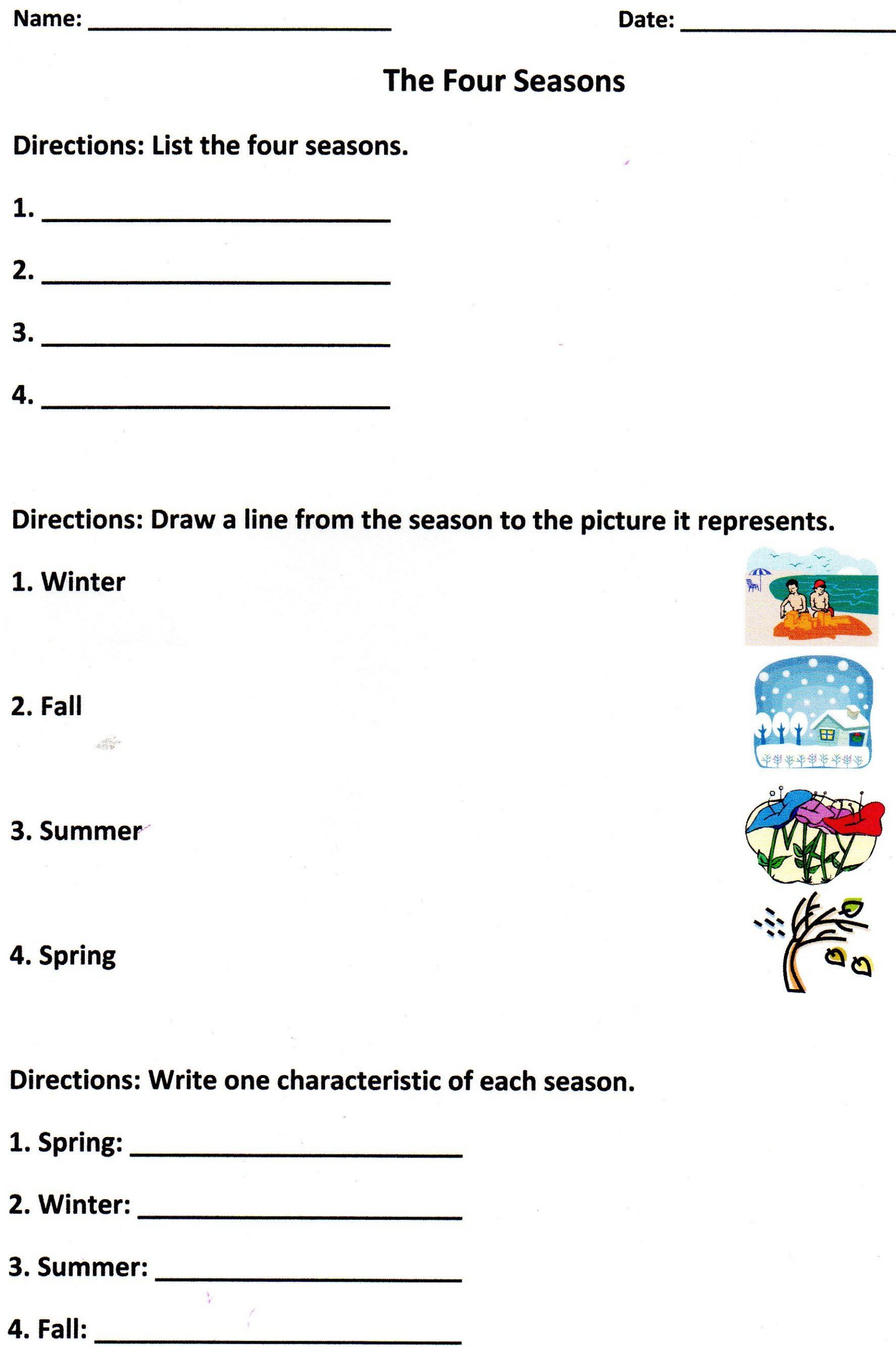 The Four Seasons Assessment For K-1 | Sight Word Flashcards