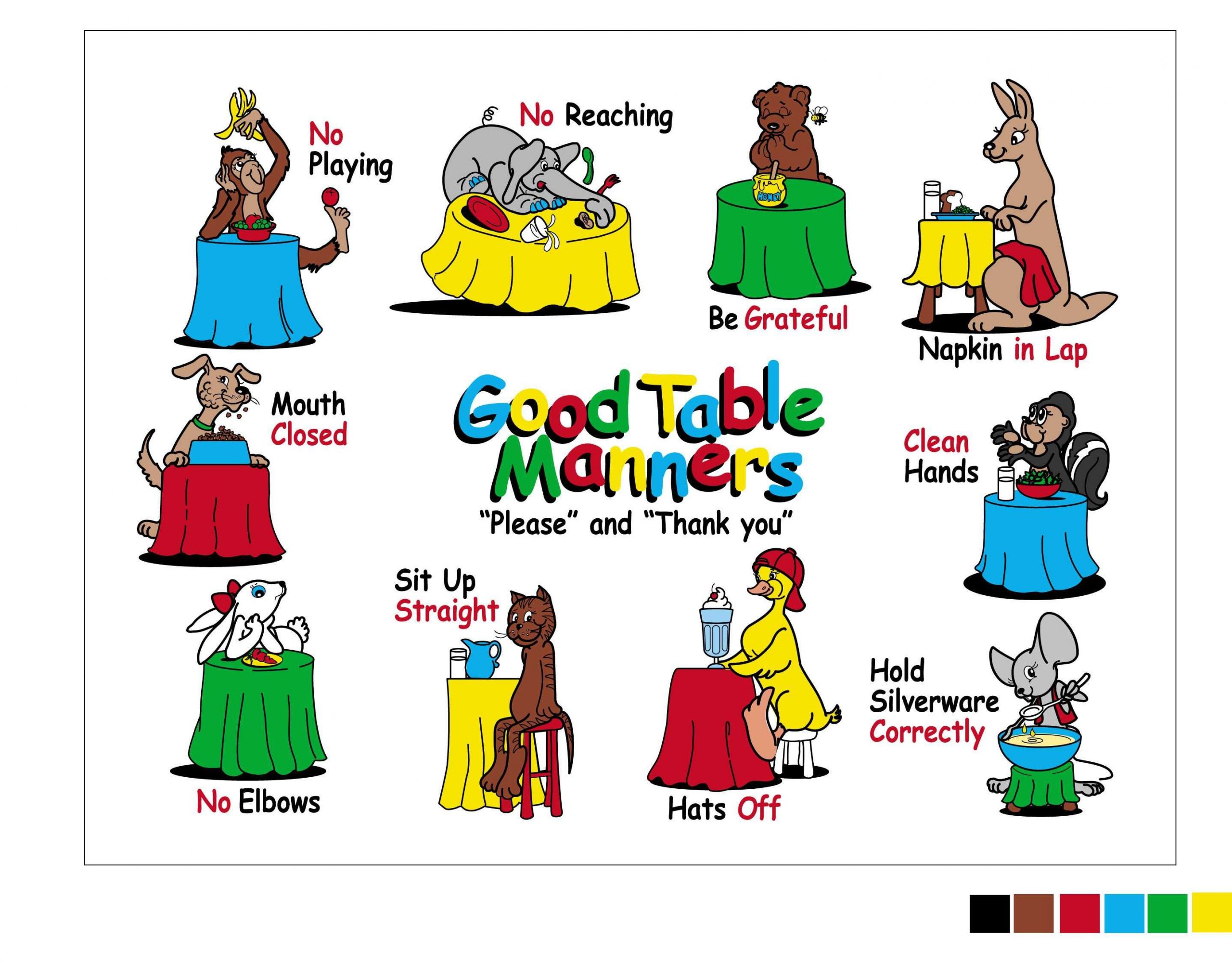 The Good Table Manners Placemat For Teaching 3-9 Year Olds