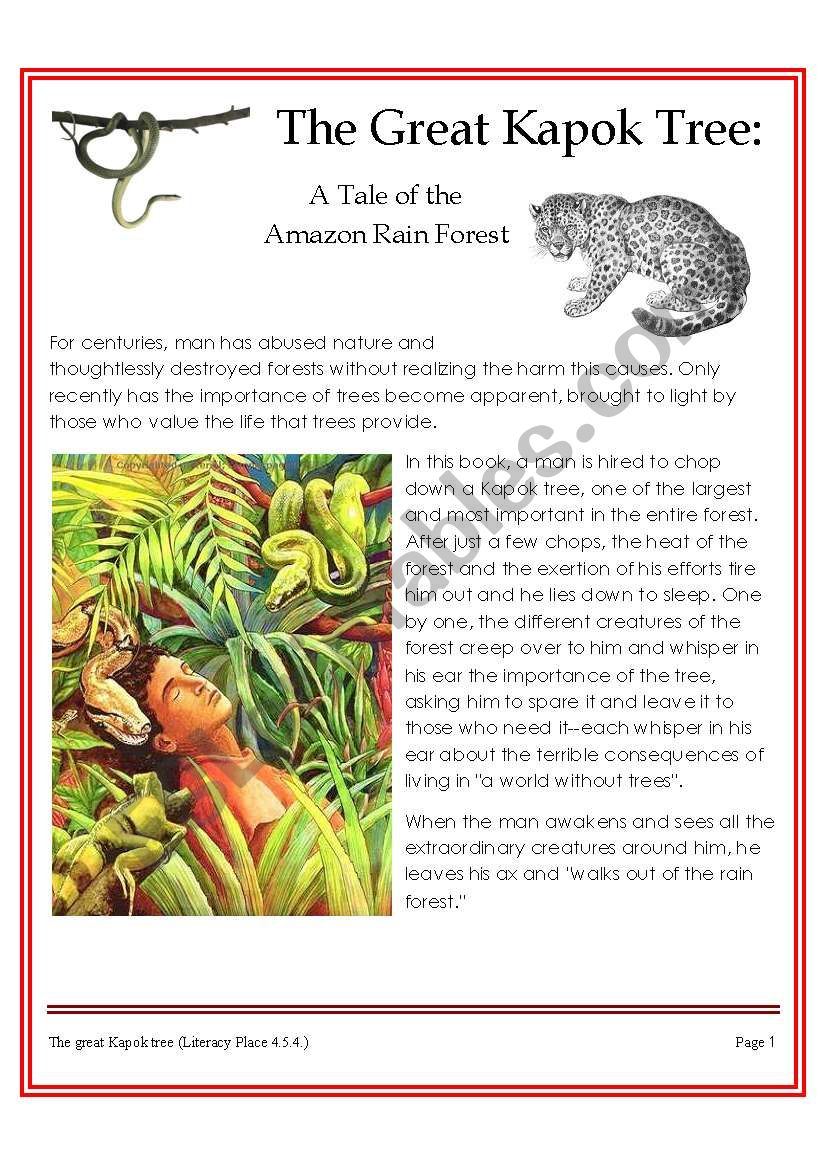 The Great Kapok Tree (Amazon Rainforest) - Esl Worksheet