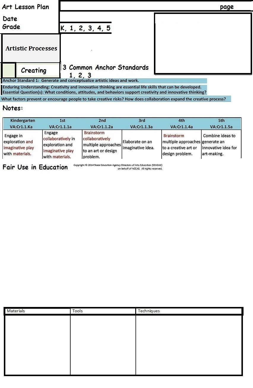 The Smartteacher Resource: Art Lesson Plan Template