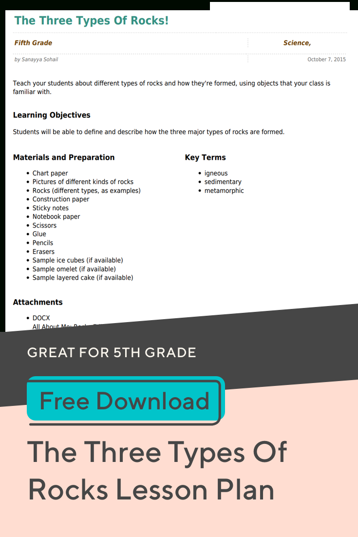 The Three Types Of Rocks! | Lesson Plans, Earth And Space