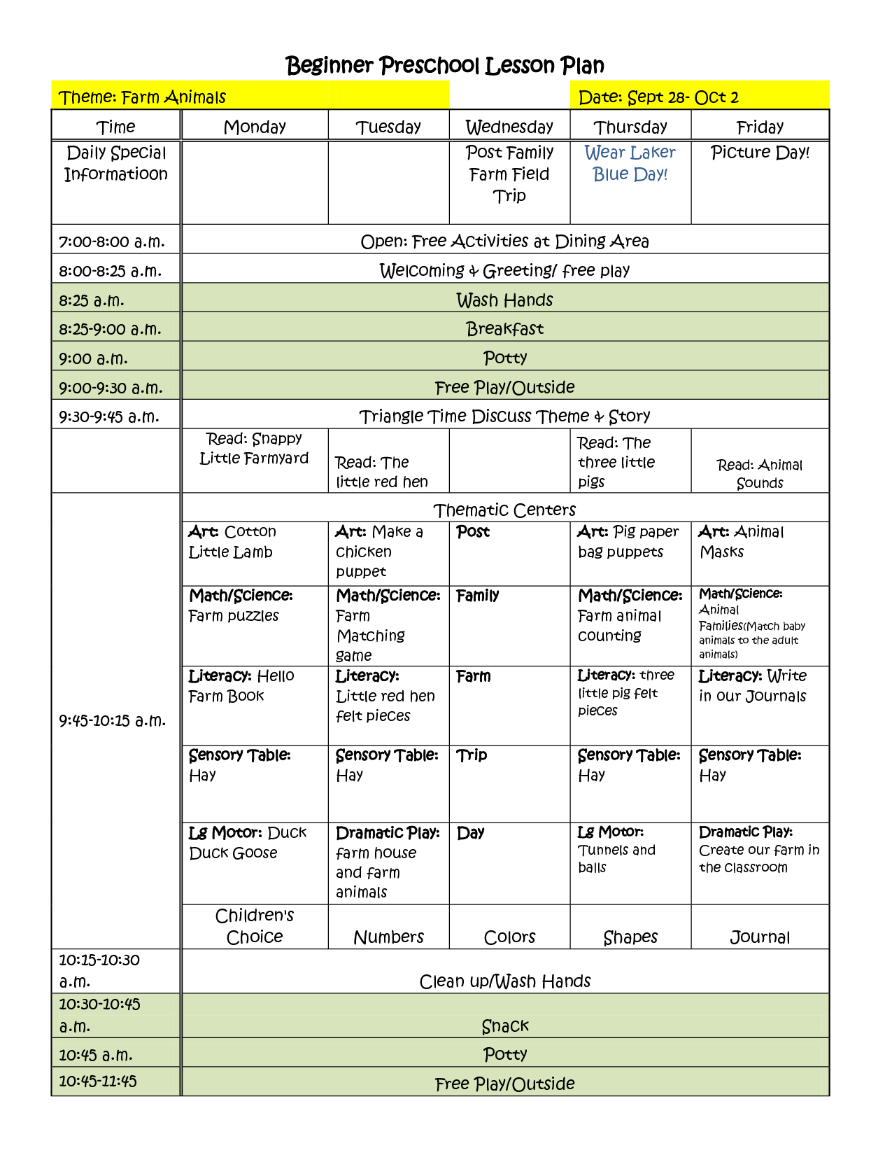 Themes Units Preschool Lesson Plans | Beginner Preschool