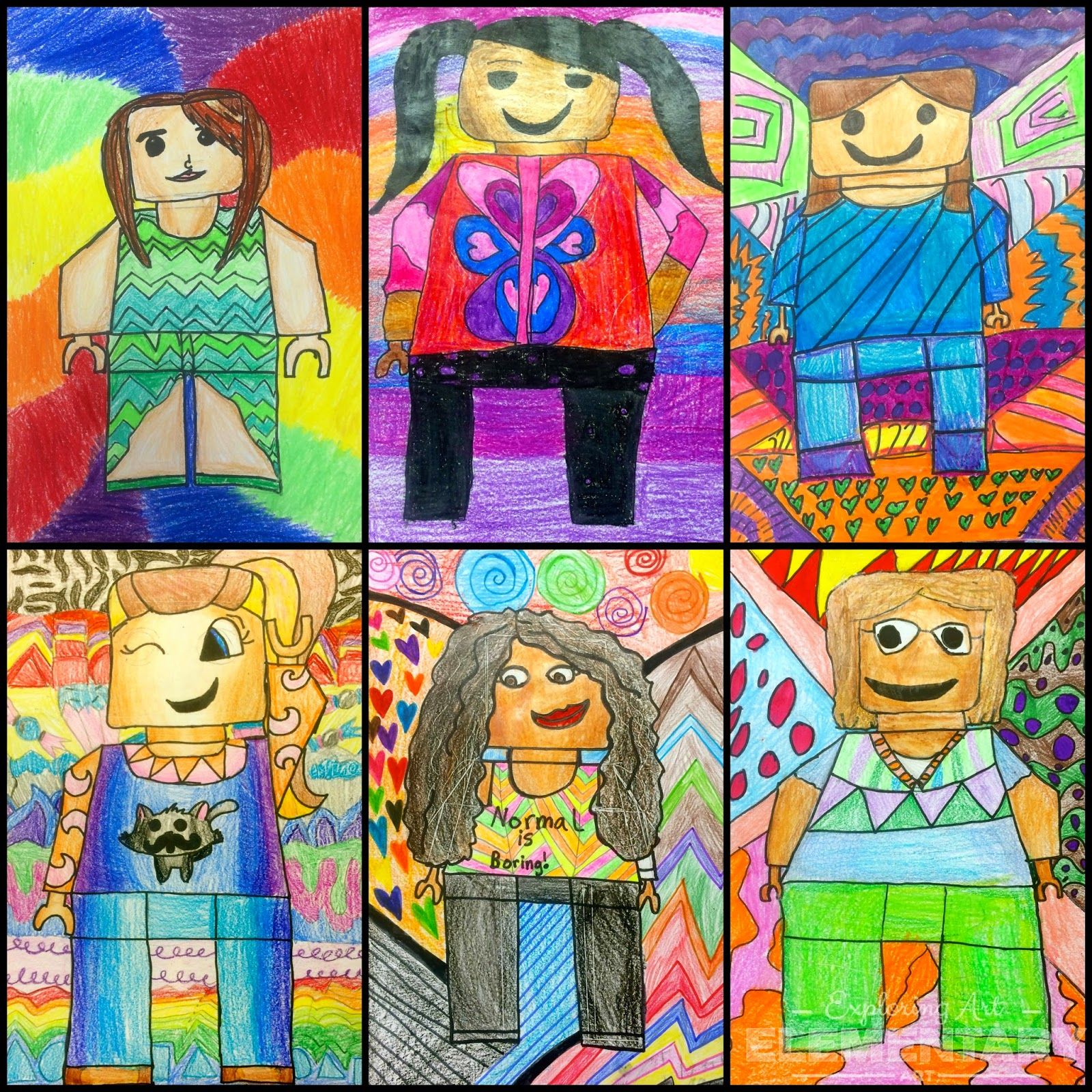 They&amp;#039;re Back-5Th Grade Lego Self Portraits | Elementary Art