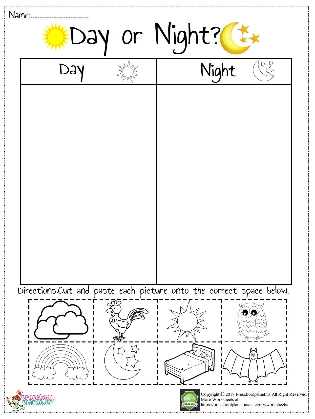 Today We Prepared A Worksheet About Day And Night. There Are